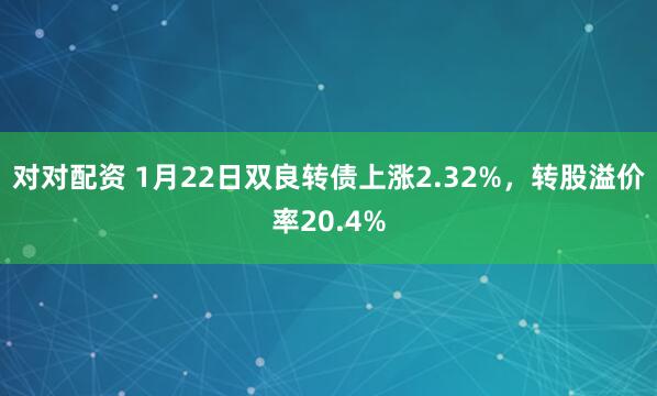 对对配资 1月22日双良转债上涨2.32%，转股溢价率20.4%